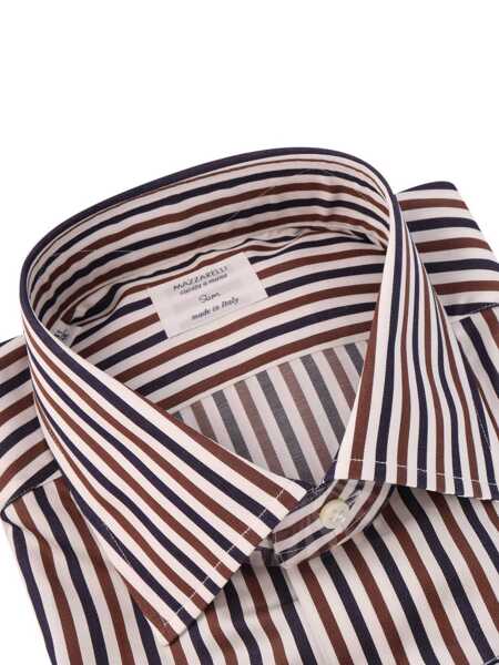 Camasi casual Mazzarelli Camicie COTTON STRIPED SLIM FIT SHIRT Brown Barbati (BM 19106328) 2