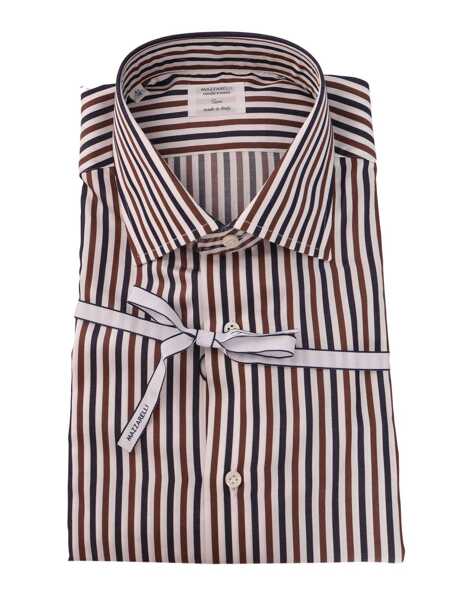 Camasi casual Mazzarelli Camicie COTTON STRIPED SLIM FIT SHIRT Brown Barbati (BM 19106328) 1