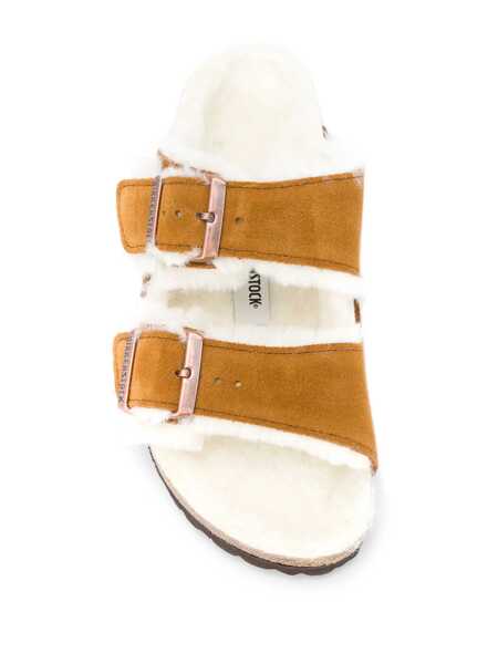 Sandale Birkenstock Birkenstock Arizona Slippers With Fur Lining Beige Femei (BM 19106934) 4