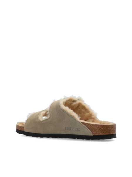 Sandale Birkenstock Birkenstock Arizona Fur Slippers Beige Femei (BM 19107027) 5