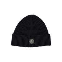 Caciuli Stone Island Ribbed Wool Beanie With Logo Patch Barbati