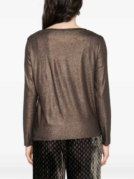 Pulovere Majestic Filatures Majestic Filatures Brown Crew Neck Sweater BROWN Femei (BM 19111938) 4