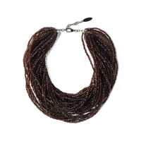 Bijuterii Brown Multi-Strand Necklace With Faceted Beads And Rear Spring-Ring Closure In Brass And Glass Woman Femei