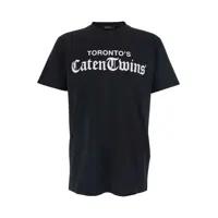 Tricouri Black Crewneck T-Shirt With Logo Printed On The Front In Cotton Man Barbati