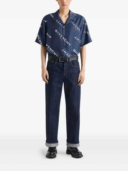 Camasi casual Givenchy Silk bowling shirt Blue Barbati (BM 19116021) 2