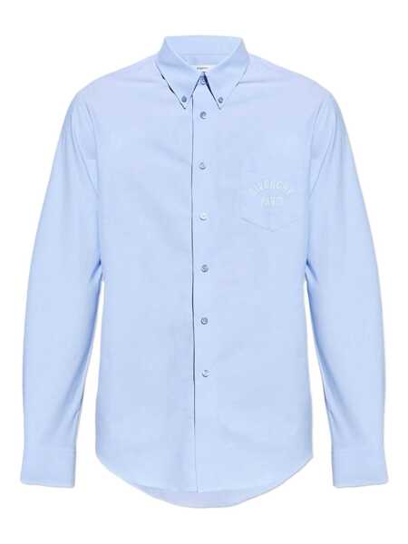 Camasi casual Givenchy Cotton shirt with logo Light blue Barbati (BM 19116156) 1
