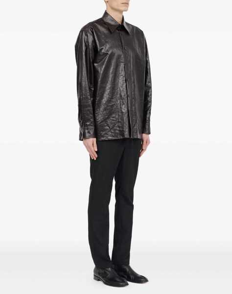 Camasi casual MM6 Maison Margiela Shiny Linen Shirt BROWN Barbati (BM 19117235) 3