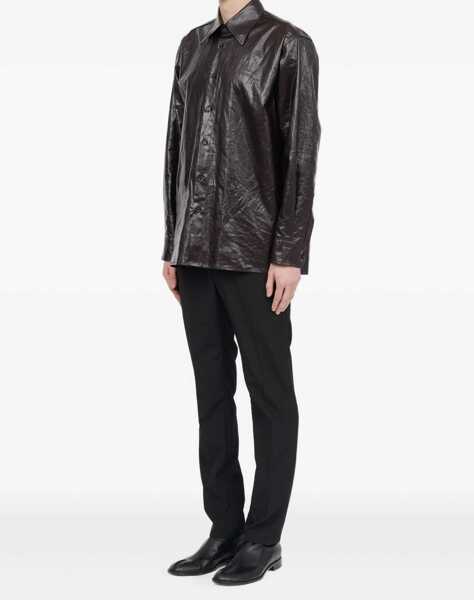 Camasi casual MM6 Maison Margiela Shiny Linen Shirt BROWN Barbati (BM 19117235) 4