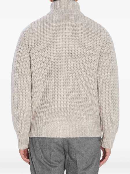 Pulovere casual Roberto Collina Zipped Ribbed Sweatshirt BEIGE Barbati (BM 19117430) 5