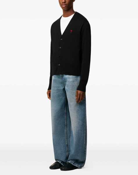 Cardigane AMI Paris Ami De Coeur Wool Cardigan BLACK Barbati (BM 19117445) 3