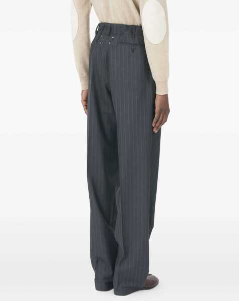 Pantaloni casual Maison Margiela Pinstripe Wool trousers DARK GREY MELANGE Barbati (BM 19117586) 4