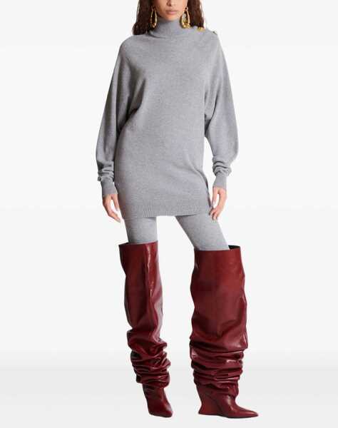 Pulovere Balmain Short Cashmere Sweater Dress GRIS CHIN Femei (BM 19118885) 2