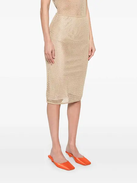 Fuste Prada Prada Cotton Midi Skirt Beige Femei (BM 19120524) 4