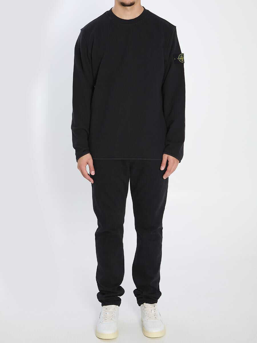 Pulovere Stone Island Heavy Cotton Crewneck Sweatshirt Black Barbati (BM 19120920) 5