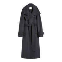 Paltoane Sportmax Pinstriped Pure Wool Trench Coat - Runway - Anthracite Femei