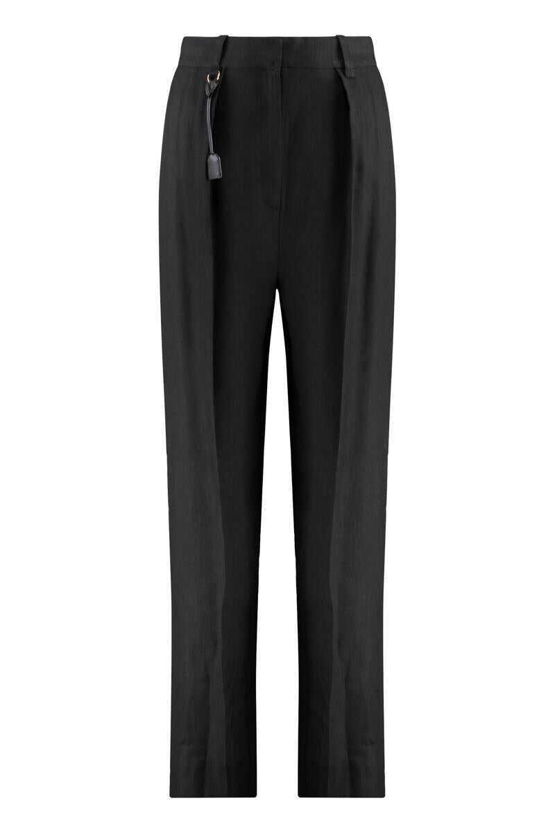 Pantaloni casual Elisabetta Franchi Elisabetta Franchi High-Waist Wide-Leg Trousers Black Femei (BM 19123557) 1