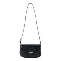 Genti de umar Black Crossbody Bag With Adjustable Shoulder Strap And Plaque On The Front In Leather Woman Femei