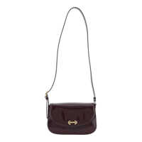 Genti de umar Bordeaux Crossbody Bag With Adjustable Shoulder Strap And Plaque On The Front In Leather Woman Femei