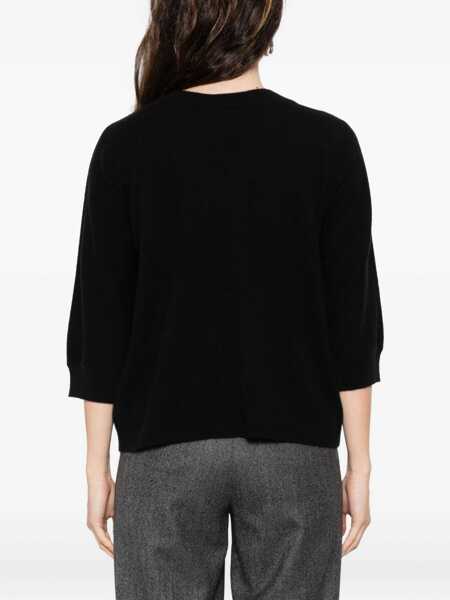 Pulovere TABARONI CASHMERE Tabaroni Cashmere Black Cashmere V-Neck Sweater Black Femei (BM 19123968) 4