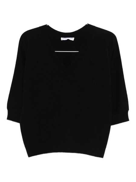Pulovere TABARONI CASHMERE Tabaroni Cashmere Black Cashmere V-Neck Sweater Black Femei (BM 19123968) 1
