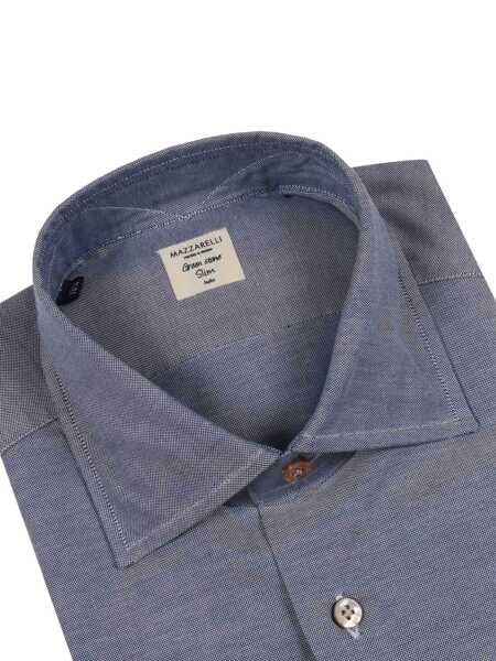 Camasi casual Mazzarelli Camicie OXFORD COTTON SLIM FIT SHIRT Blue Barbati (BM 19124490) 3