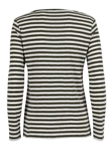 Tricouri Filatures Du Lion Long sleeve round neck T-shirt Green Femei (BM 19124730) 2