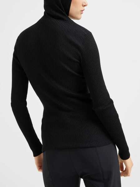 Pulovere Brunello Cucinelli Sweater with hood and half zipper Black Femei (BM 19125096) 4