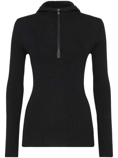 Pulovere Brunello Cucinelli Sweater with hood and half zipper Black Femei (BM 19125096) 1