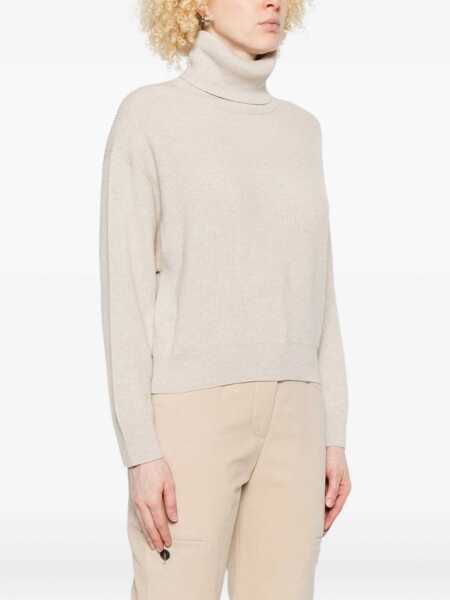Pulovere Brunello Cucinelli Wool and cashmere sweater Beige Femei (BM 19125141) 2