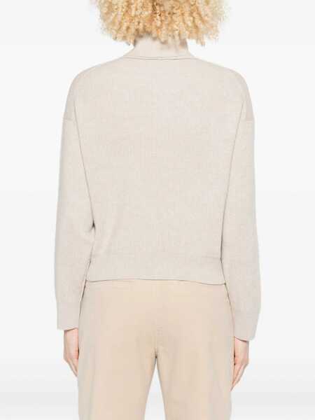 Pulovere Brunello Cucinelli Wool and cashmere sweater Beige Femei (BM 19125141) 3