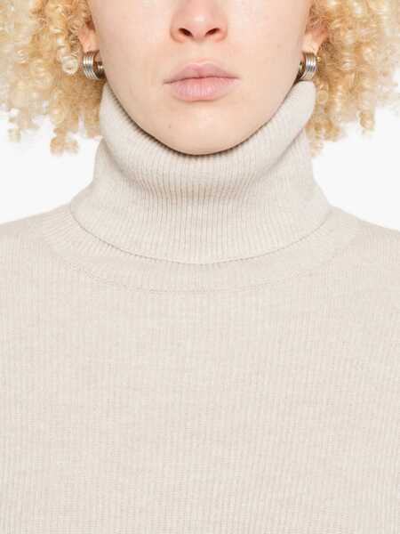 Pulovere Brunello Cucinelli Wool and cashmere sweater Beige Femei (BM 19125141) 4