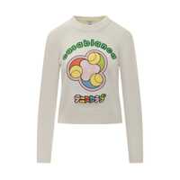 Pulovere Casablanca Casablanca White Sweater With Tennis Club Embroidery Femei