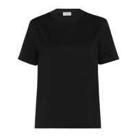 Tricouri Black Crew Neck T-Shirt With Monils Detail In Cotton Woman Femei