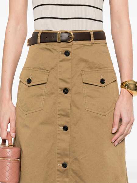 Fuste casual Saint Laurent Midi Skirt With Buttons BEIGE Femei (BM 19131371) 5