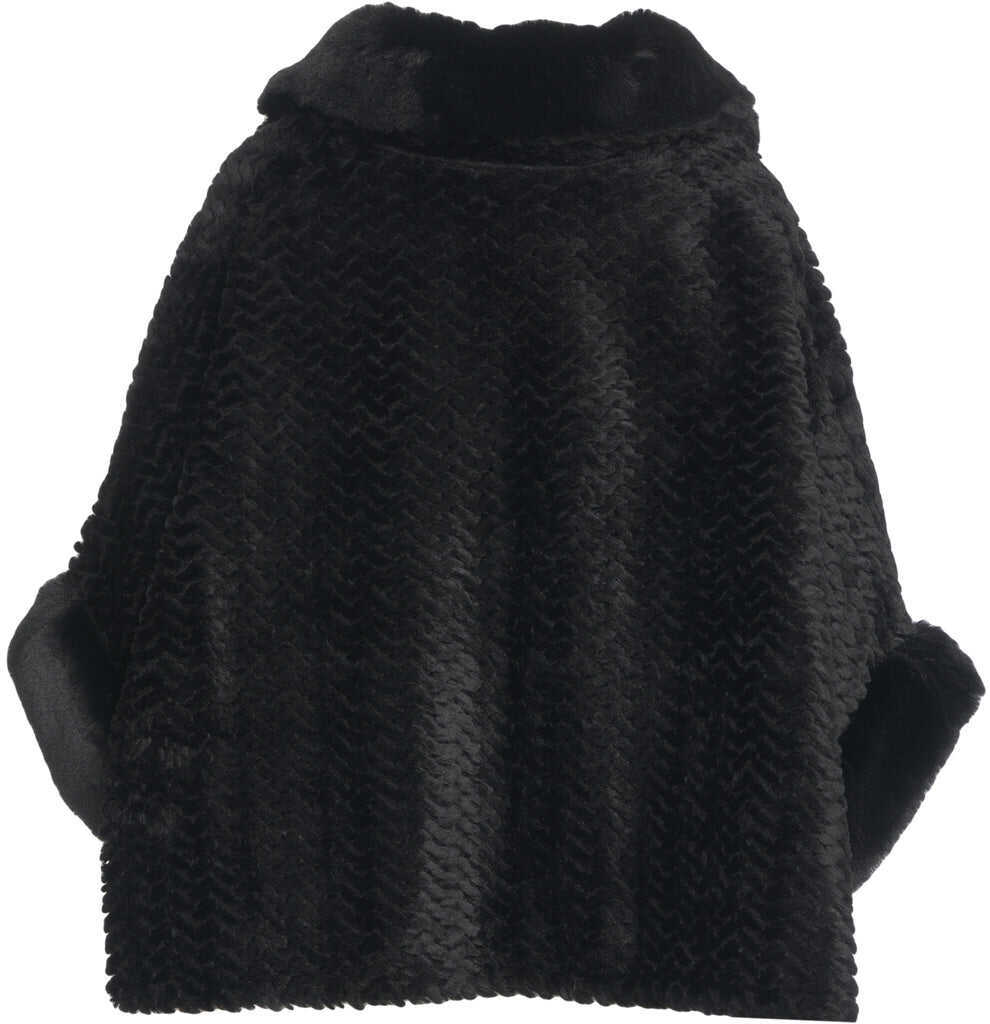 Poncho Liu Jo Faux fur cape Black Femei (BM 19131593) 3