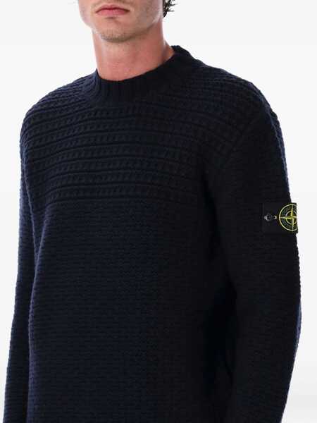 Pulovere Stone Island Stone Island Wool Mock Neck Jumper With Ribbed Trims NAVY Barbati (BM 19132896) 3