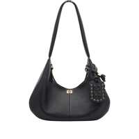 Genti de umar Ganni Medium Black Hobo Bag With Logo Femei
