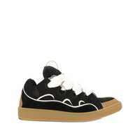 Sneakers Lanvin Lanvin Black Leather And Mesh Curb Sneakers Barbati