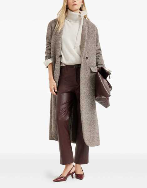 Pantaloni casual Brunello Cucinelli Leather Pants BORDEAUX Femei (BM 19139459) 2