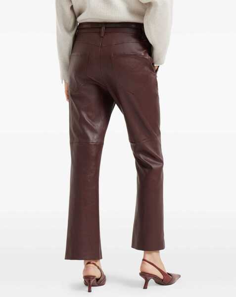 Pantaloni casual Brunello Cucinelli Leather Pants BORDEAUX Femei (BM 19139459) 4