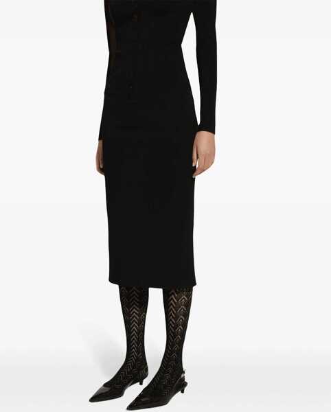 Fuste lungi Dolce & Gabbana Bodycon Longuette Skirt With Monogram Black Femei (BM 19139846) 5