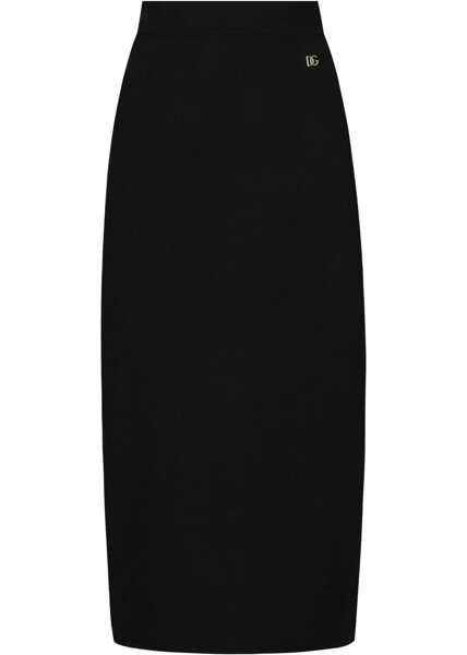 Fuste lungi Dolce & Gabbana Bodycon Longuette Skirt With Monogram Black Femei (BM 19139846) 1