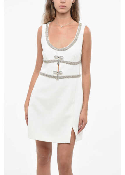 Rochii scurte Self-Portrait Embellished Jewels Bodycon Mini Dress With Split White Femei (BM 19139849) 4