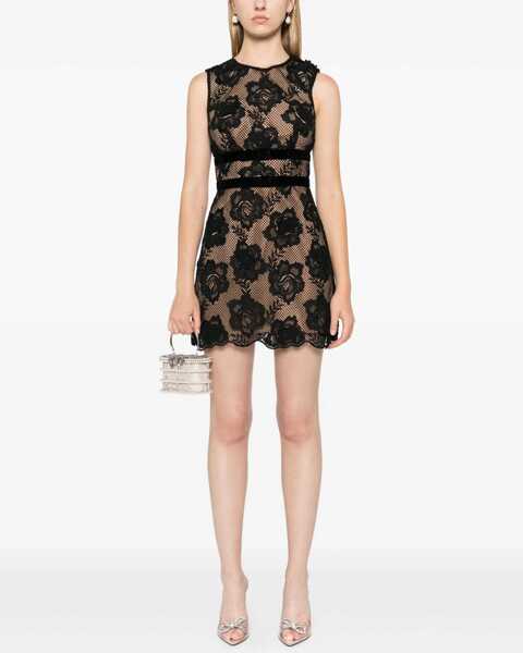 Rochii scurte Self-Portrait Floral-Motif Lace Mini Dress With Velvet Details Black Femei (BM 19139855) 2