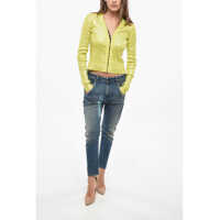 Pulovere Dama - Cardigane Diesel Ribbed M-Gria Cardigan With Metallic Finish And Hook-And-Eye Yellow Femei (BM 19139873) - B-mall.ro
