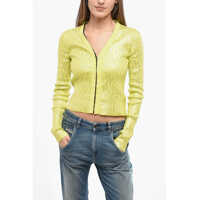 Cardigane Ribbed M-Gria Cardigan With Metallic Finish And Hook-And-Eye Femei