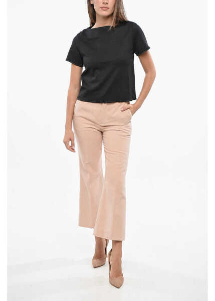 Tricouri Thom Browne Solid Color Crew-Neck T-Shirt With Silk Details Black Femei (BM 19139891) 4