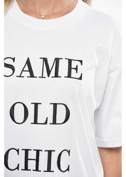 Tricouri Moschino Couture Embossed Embroidery Two-Tone Oversized T-Shirt Black & White Femei (BM 19139897) 3