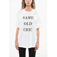 Tricouri Couture! Embossed Embroidery Two-Tone Oversized T-Shirt Femei