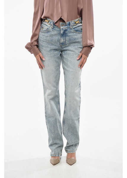 Blugi drepti Stella McCartney High Waist Stonewashed Jeans With Golden Effect Details 19Cm Blue Femei (BM 19139933) 1